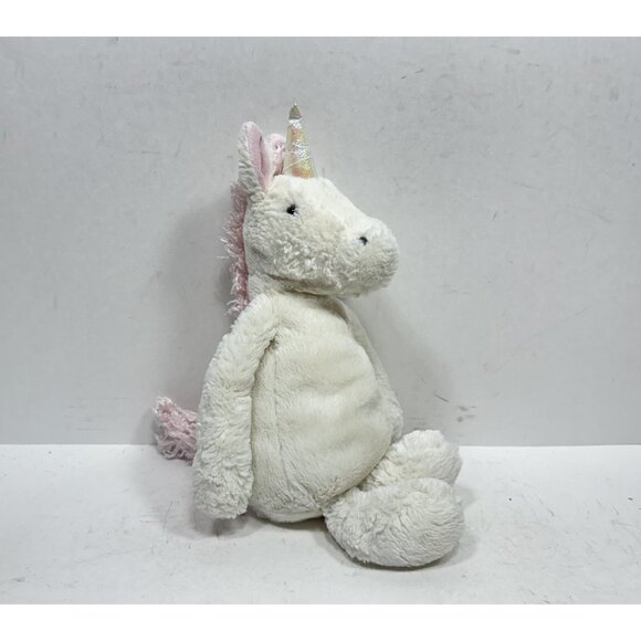 Jellycat London Bashful Unicorn White Pink Hair Plush Stuffed Animal Toy - Picture 1 of 5